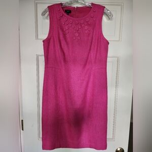 TALBOTS 8P SLEEVELESS DRESS SOFT HOT PINK - COVERED BUTTONS AT TOP BODICE EUC
